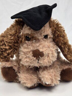Animal Adventure Graduation Plush Puppy Dog Stuffed Animal Tan and Brown 7"